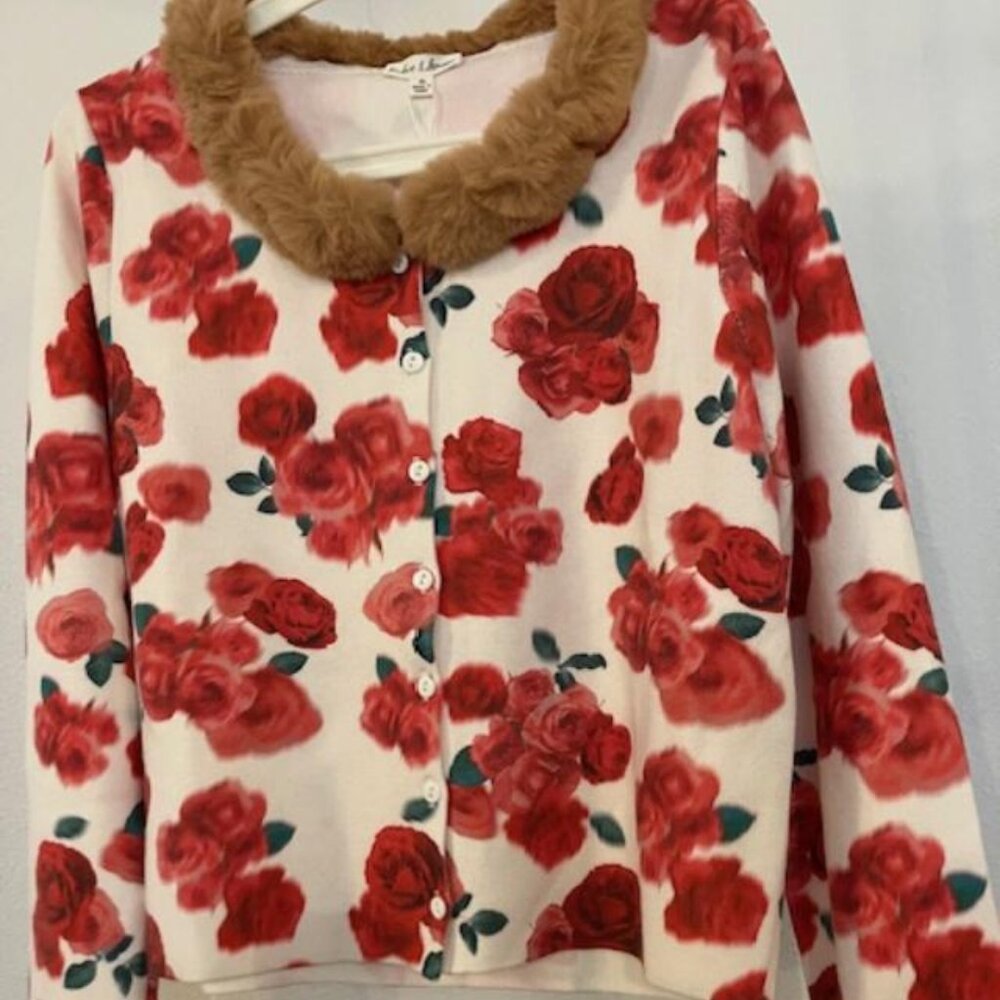 For Love & Lemons Carol Cardigan Royal Rose Print. XL - Picture 2 of 4